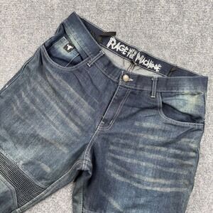 Rage Against The Machine Jeans Blue 38x32 Distressed Moto Denim Knee Pads Men's